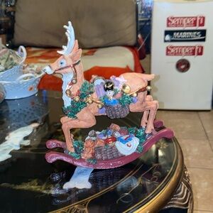 Vintage Reindeer Rocker with toys Statue